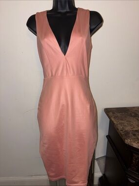 Sleeveless V-Neck Pink Dress